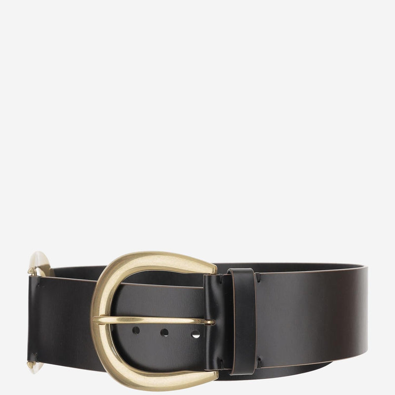 Chloé Calfskin Leather With Gold-Plated Brass Buckles Belt — Black