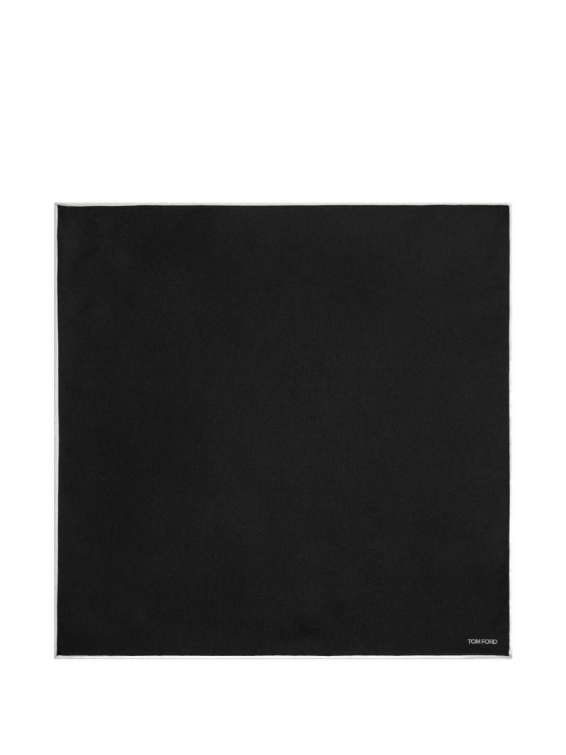 Tom Ford Silk Twill Pocket Square — Black Scarfs