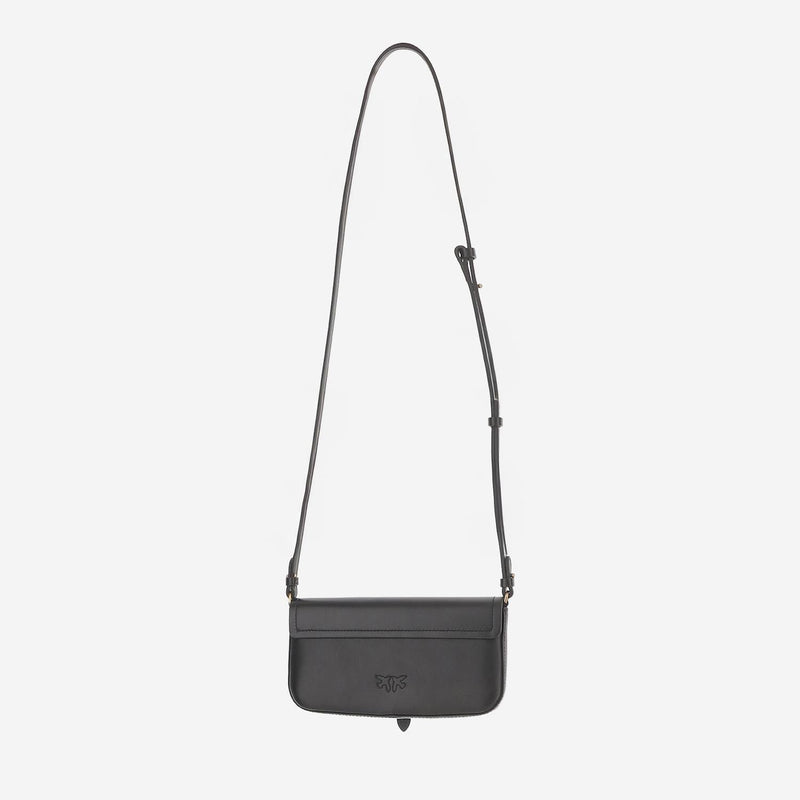 Pinko Saddle Leather Shoulder Bag — Black
