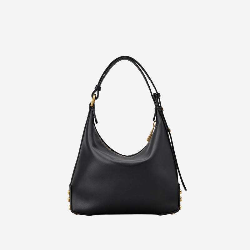 Tods Metal Dots Calfskin Shoulder Bag — Black