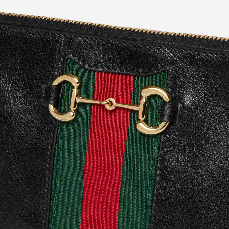 Gucci Horsebit Shoulder Bag — Black Leather