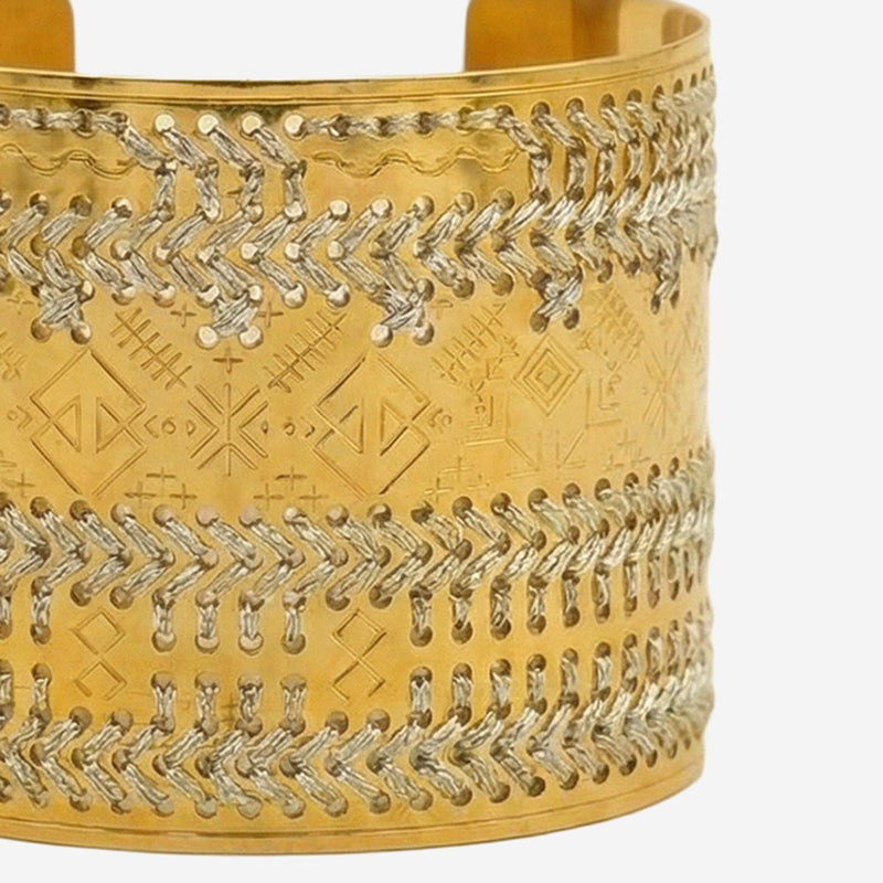 Leight Studio Engraved Two-Tone Steel Bracelet — Gold Bracelets