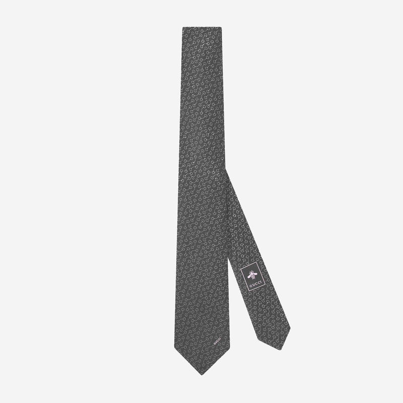 Gucci Jacquard Silk With Embroidery Necktie — Gray Neckties
