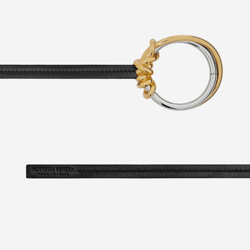 Bottega Veneta Knot Ring Belt — Black Calfskin