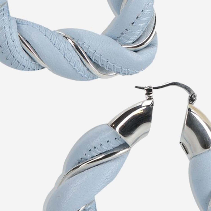 Bottega Veneta Silver And Lambskin Twist Earrings —
