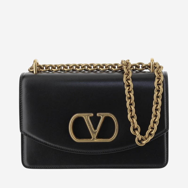 Valentino Garavani Chain-Strap Calfskin Shoulder Bag — Black