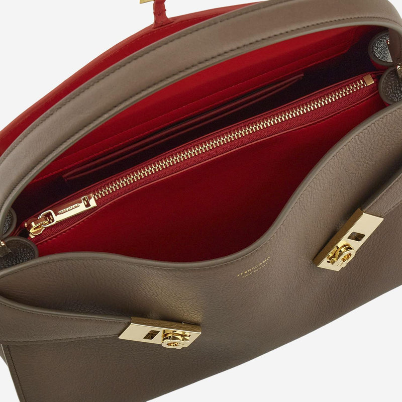 Ferragamo Hug Shoulder Bag — Brown Leather