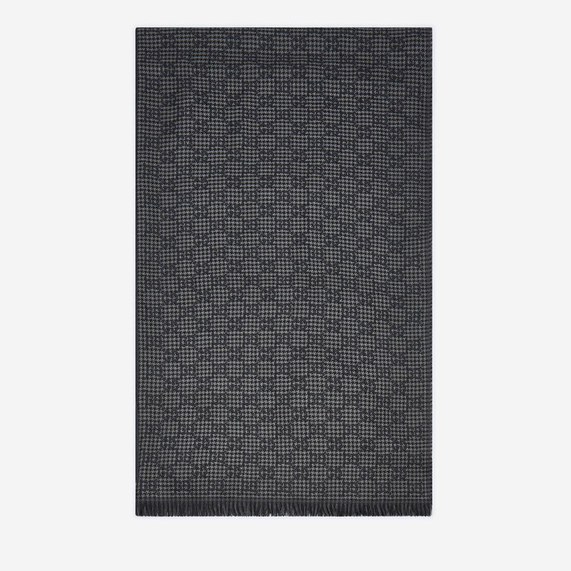 Gucci Wool And Silk Gg Motif Shawl — Gray Shawls