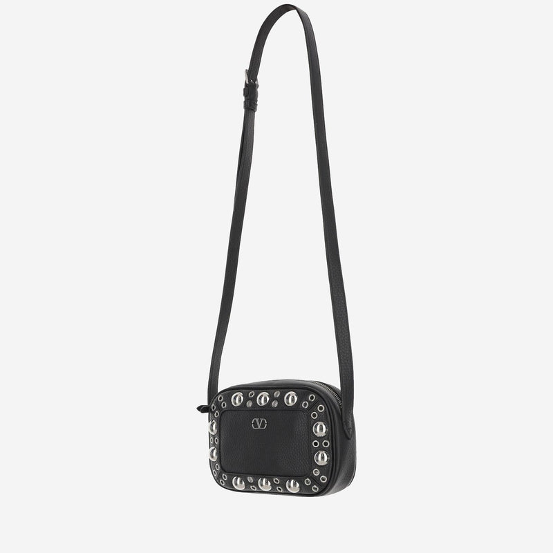 Valentino Garavani Studded Leather Crossbody Bag — Black