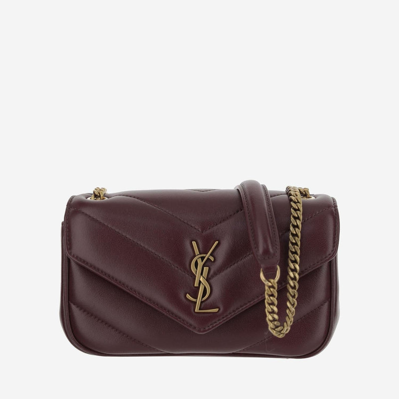 Saint Laurent Loulou Mini Shoulder Bag — Burgundy Lambskin