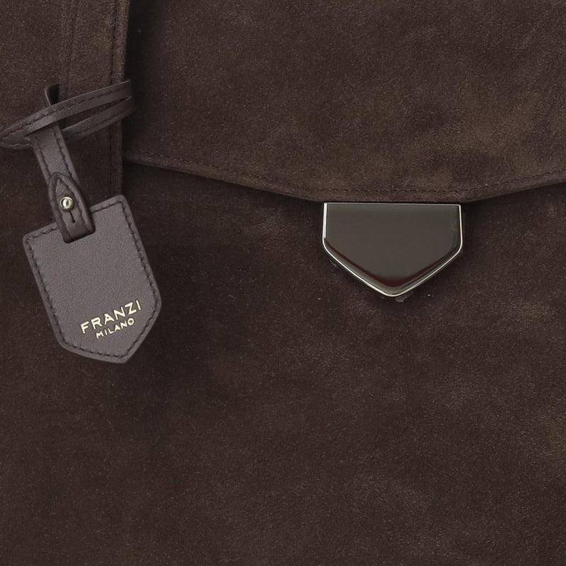 Franzi Milano Virginia Top Handle Bag — Brown Calfskin Leather