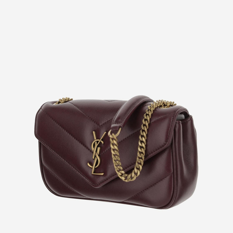 Saint Laurent Loulou Mini Shoulder Bag — Burgundy Lambskin