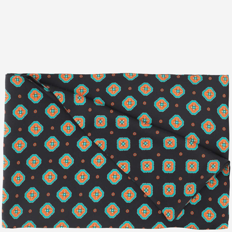 Alberto Biani Floral Pattern Silk Scarf — Black Scarfs