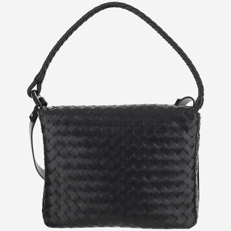Bottega Veneta Swing Shoulder Bag — Black Leather