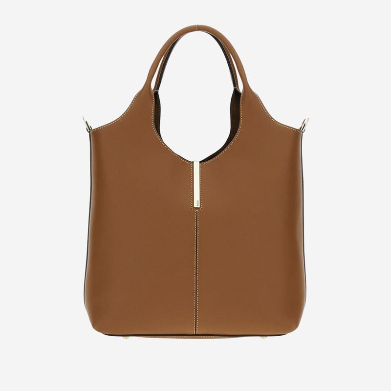 Tods Calfskin Leather Shoulder Bag — Brown