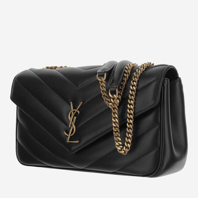 Saint Laurent Loulou Shoulder Bag — Black Lambskin