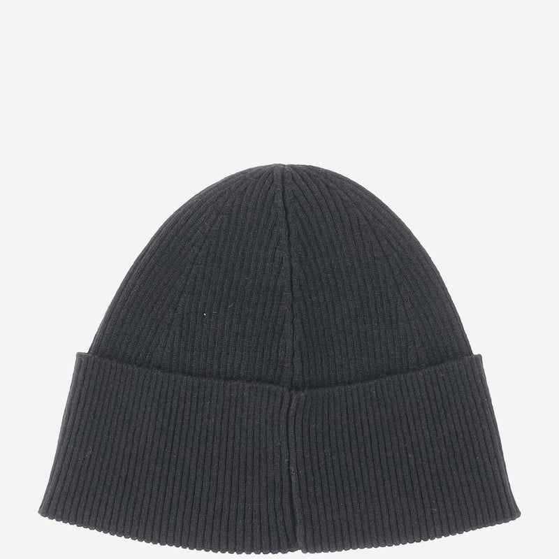 Saint Laurent 802150 Cashmere Ribbed Beanie — Black Beanies