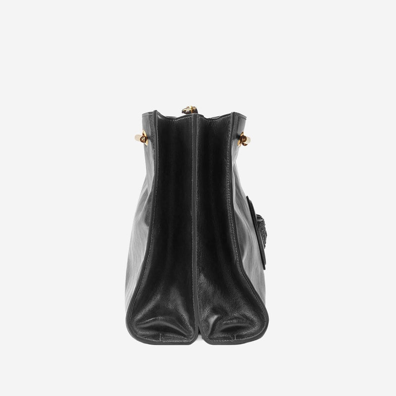 Versace Cabine Shoulder Bag — Black Leather