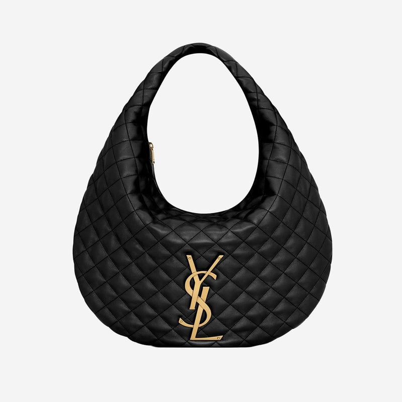 Saint Laurent Quilted Nappa Leather Hobo Bag — Black
