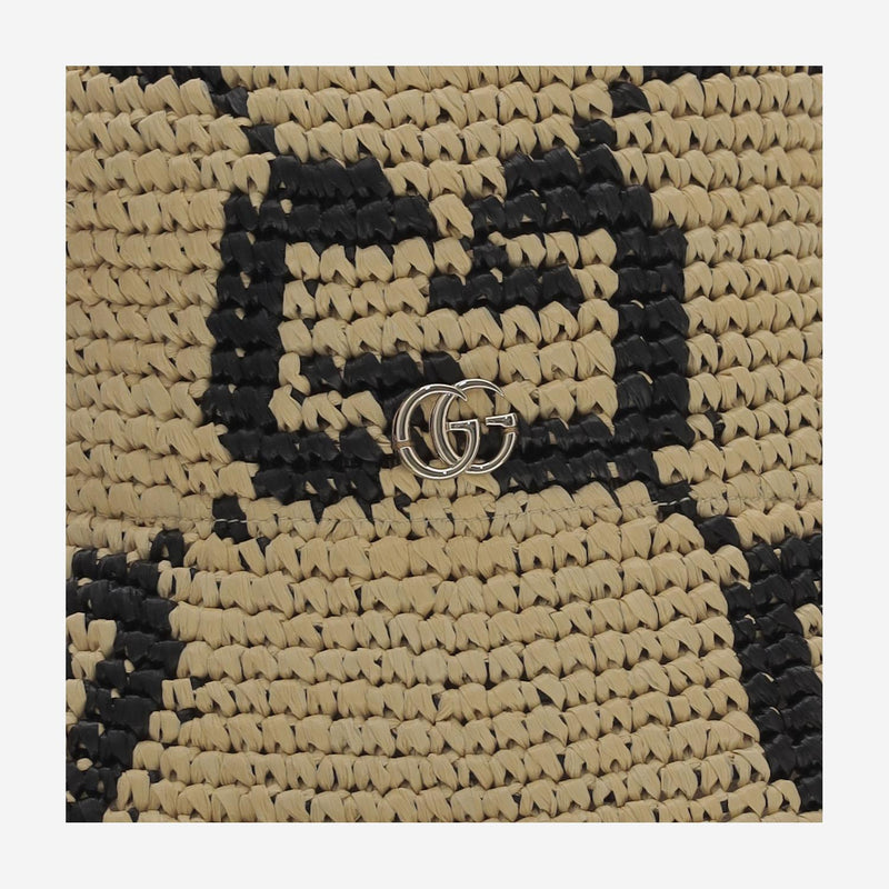 Gucci 795001 Gg Jacquard Raffia Bucket Hat — Beige Viscose
