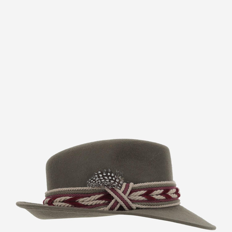 Alexia Alvarez De Toledo Greenhatbordeauxribbon Fedora Hat — Gray Wool Fedoras