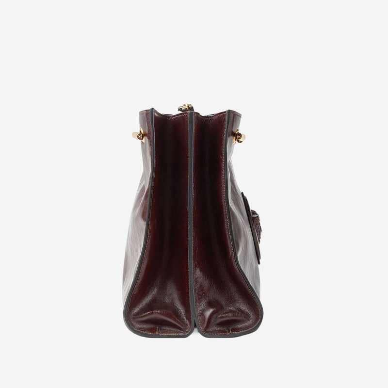 Versace Medusa Cameo Leather Shoulder Bag — Brown