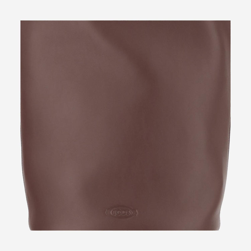 Tods Calfskin Bucket Bag — Brown