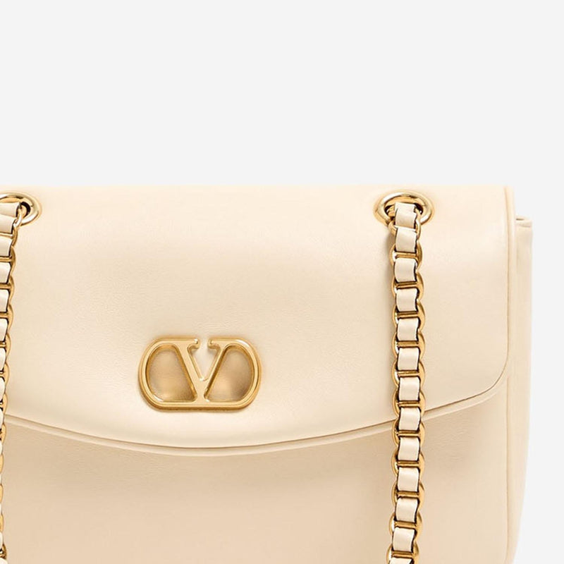 Valentino Garavani Djuna Shoulder Bag — Ivory Leather