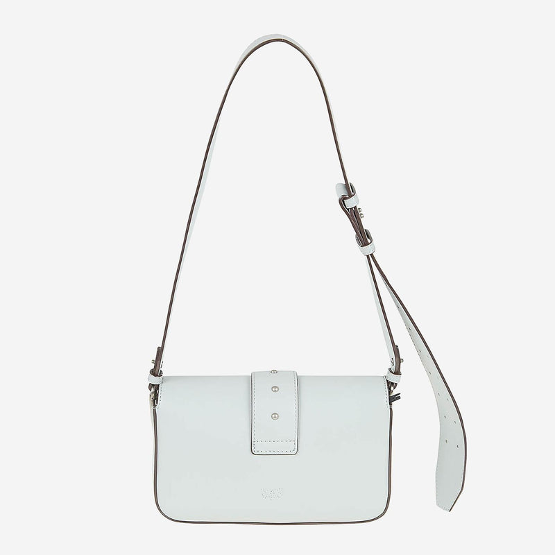 Pinko Love Birds Shoulder Bag — Gray Leather