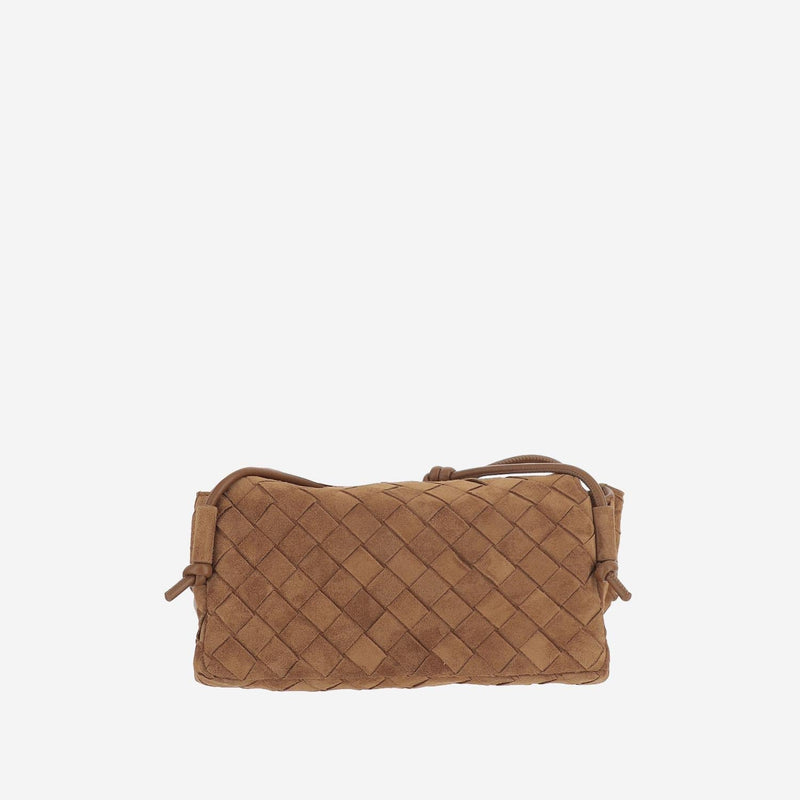 Bottega Veneta Quilted Suede Shoulder Bag — Brown Calf Skin