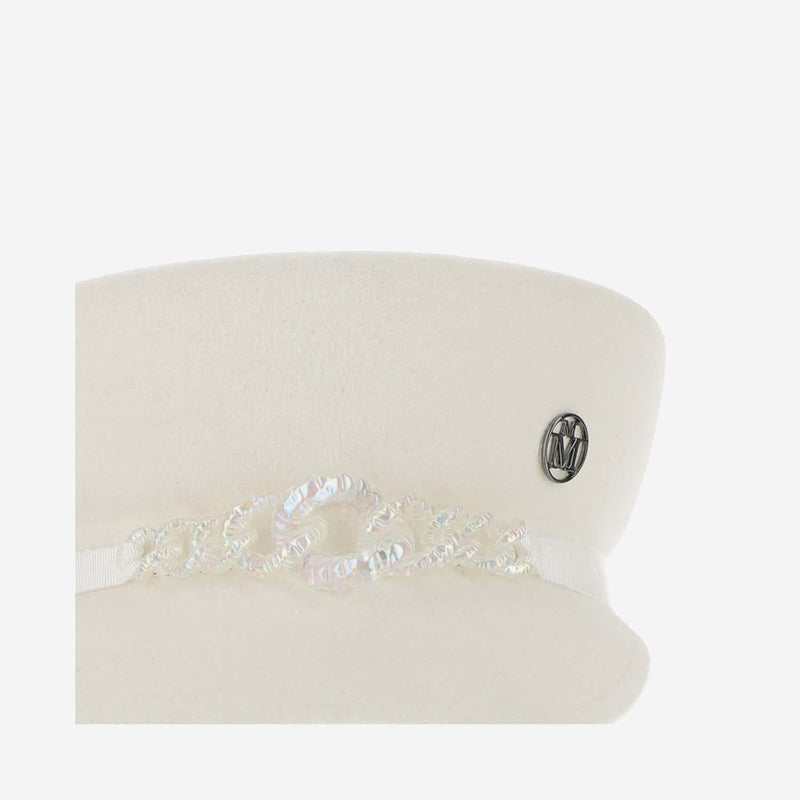 Maison Michel 110806001 Beret — White Rabbit Fur Felt Berets