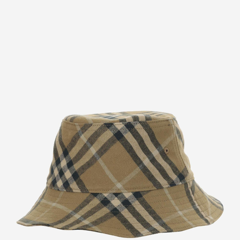 Burberry 8098533 Cotton Check Bucket Hat — Beige