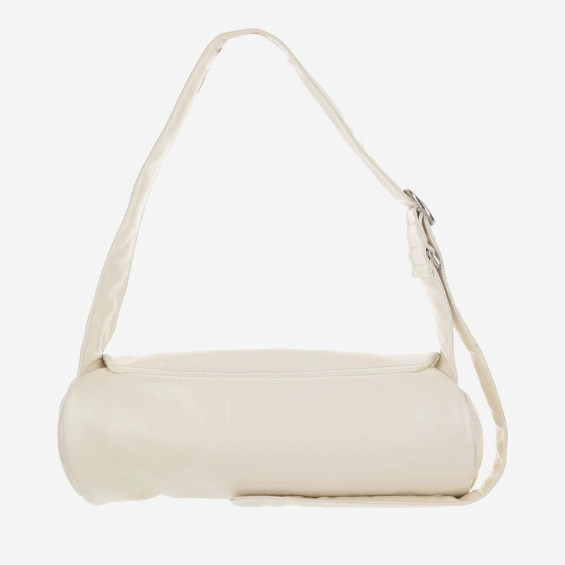 Jil Sander Cannolo Grande Shoulder Bag — White Leather
