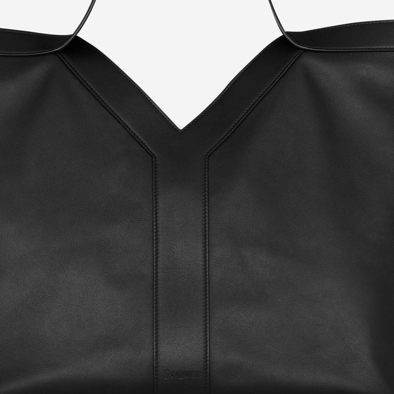 Saint Laurent Smooth Leather V-Seam Shoulder Bag — Black