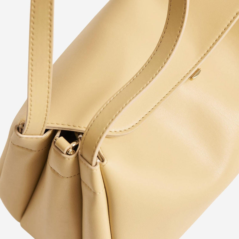 Themoirè Vegan Fabric Shoulder Bag — Beige