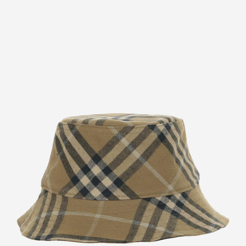 Burberry 8098533 Cotton Check Bucket Hat — Beige