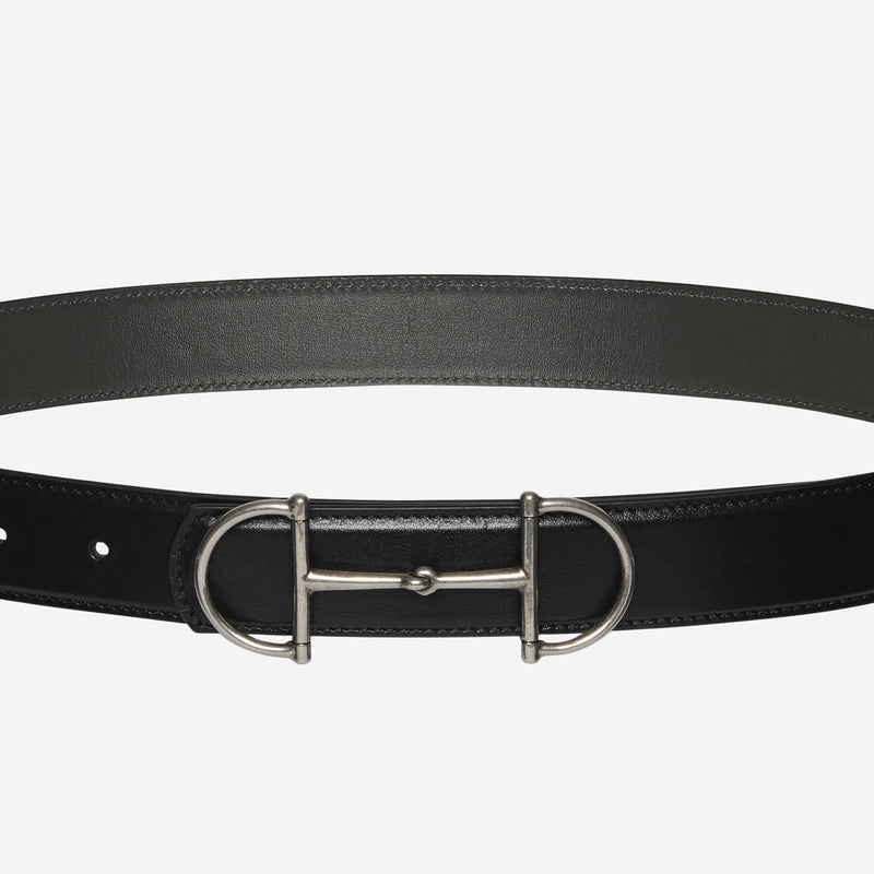 Gucci Reversible Leather With Clasp Belt — Black Calfskin