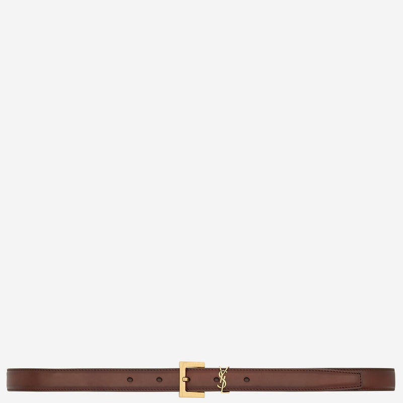 Saint Laurent Cassandre Belt — Brown Calfskin