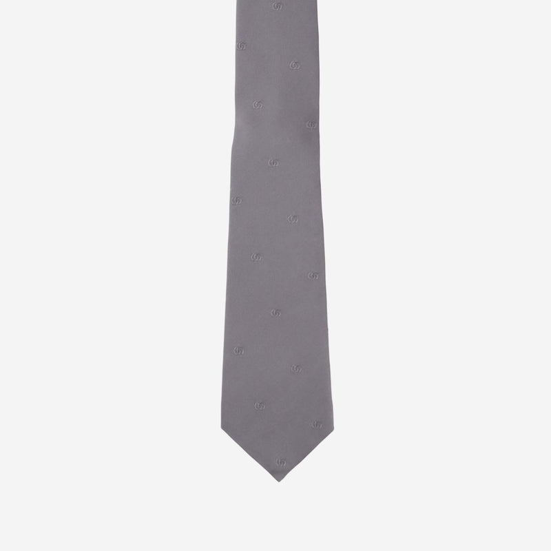 Gucci Silk Jacquard Double G Necktie — Gray Neckties