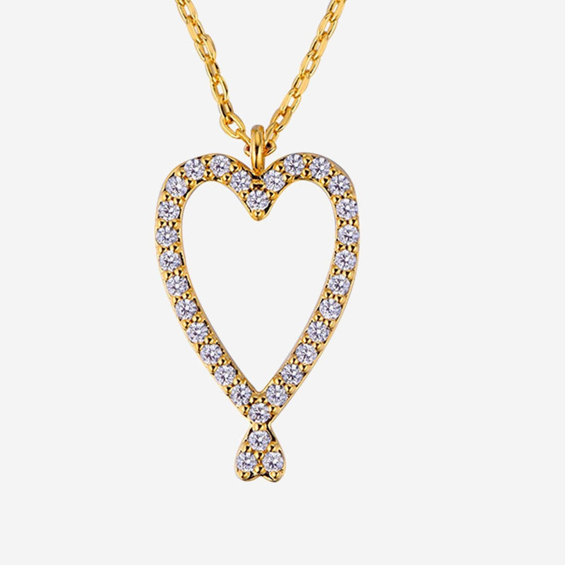 Mya Bay Twin Hearts Crystal Necklace — Gold Brass Necklaces