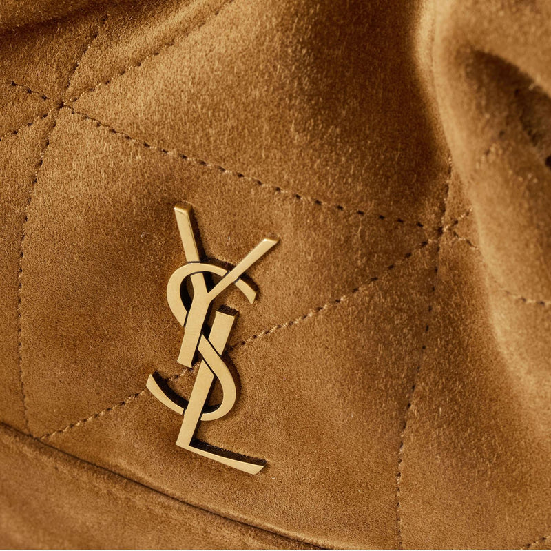 Saint Laurent Suede Drawstring Shoulder Bag — Brown Leather