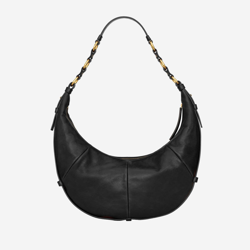 Saint Laurent Lambskin Leather Hobo Bag — Black