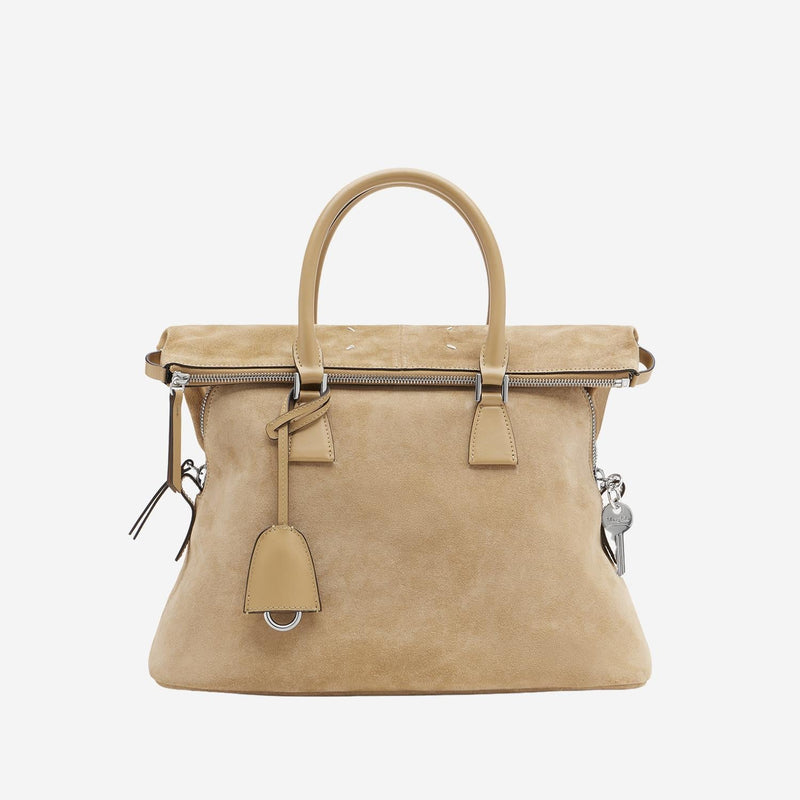Maison Margiela Soft Cowhide Leather Top Handle Bag — Beige