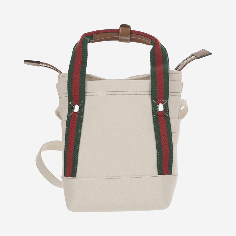 Gucci Logo-Printed Canvas Shoulder Bag — White Cotton