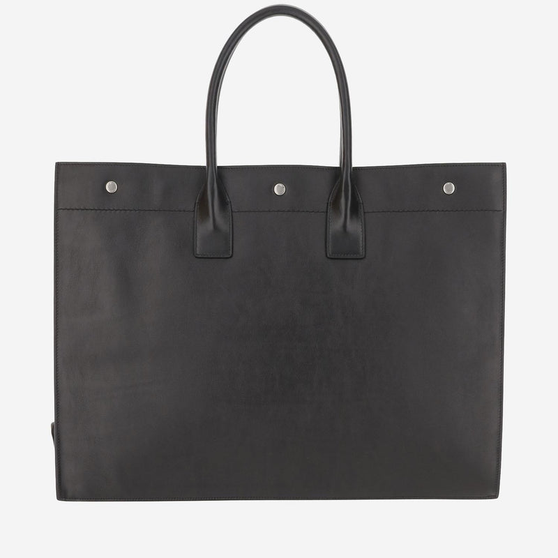 Saint Laurent Rive Gauche Tote Bag — Black Calfskin