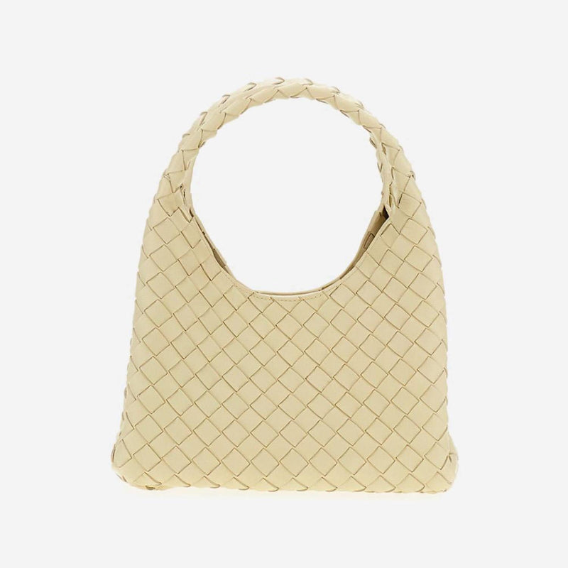 Bottega Veneta Intrecciato-Woven Lambskin Shoulder Bag — Beige Leather