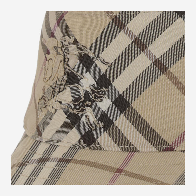 Burberry 8103382 Check Pattern Bucket Hat — Beige Polyester