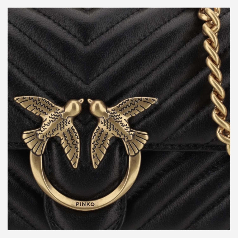 Pinko Love Shoulder Bag — Black Leather