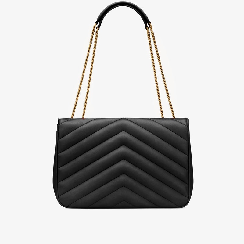 Saint Laurent Quilted Lambskin Shoulder Bag — Black Leather