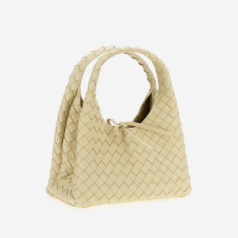 Bottega Veneta Intrecciato-Woven Lambskin Shoulder Bag — Beige Leather